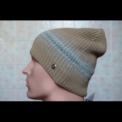 Вязаная бежевая мужская шапка Италия Vizio 6252 CL