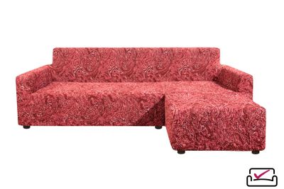 Чехол на угловой диван с правым выступом Виста Руж. АнтиКошка. Хлопок. ИТАЛИЯ