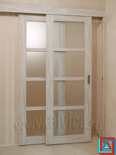 Раздвижная МДФ перегородка - каскад из 2-х створок