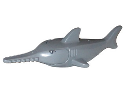 Sawfish with Debossed Gills with Black Eyes and White Pupils Pattern, Dark Bluish Gray (14518c02pb01)