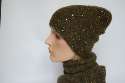 Vizio Италия 8023 шарф темно - зеленый цвет и шапка