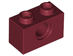 Technic, Brick 1 x 2 with Hole, Dark Red (3700 / 4215402 / 6212010)