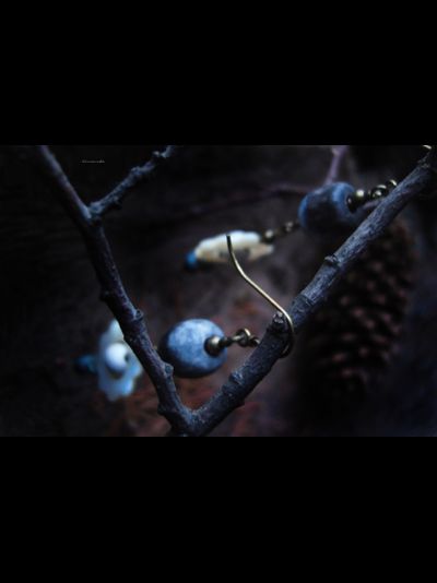 Благотворительность. Бохо-серьги с перламутром "Предзимний лес" (2 вида)