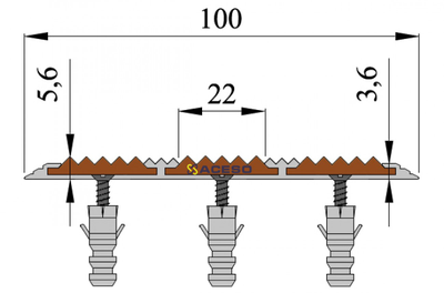 Алюминиевая полоса с тремя резиновыми вставками