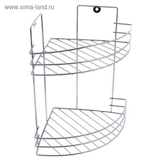 Полка угловая 2-х ярусная стеклянная с держателями хром Р2907-2