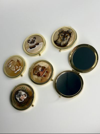 Зеркальце карманное с камнем селенит, разные изображения