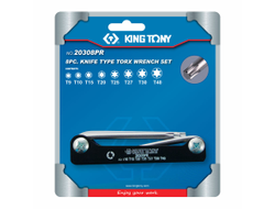 Набор Г-образных Torx, T9-T40, складные, 8 предметов KING TONY 20308PR