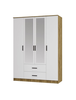 Шкаф 4-х створчатый Евро ШК-12 крафт/белый (Мебелони)