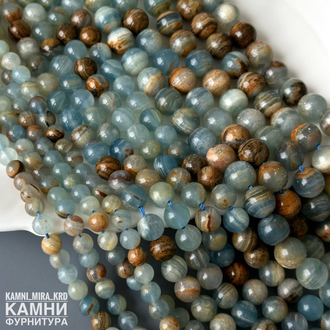 "Карибский оникс" голубой кальцит шары 8,3-8,5/10,4-10,6 мм, цена за нить 19 см