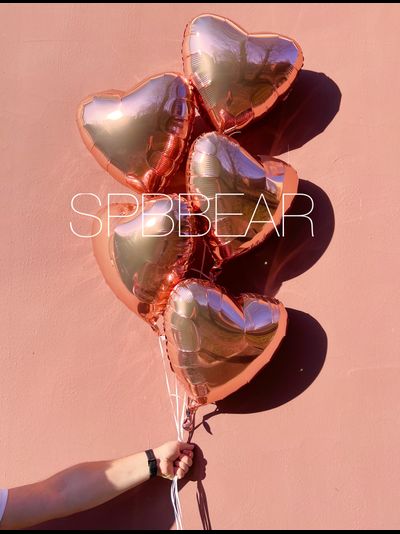 Фольгированные шары Сердца 5 штук розовое золото