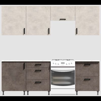 Кухня Эконом 1,8 метра (600х600х600) Цвет: Цемент светлый/Цемент темный