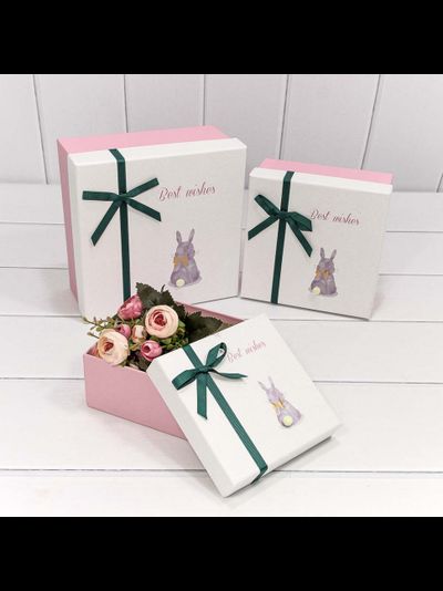 Коробка подарочная с бантом и хвостиком (микс), 14*14*7см