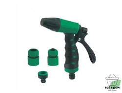 Набор д/полива 4 предм. (пистолет-распылитель, коннектор 3/4" (2шт), штуцер) пластик, E1M