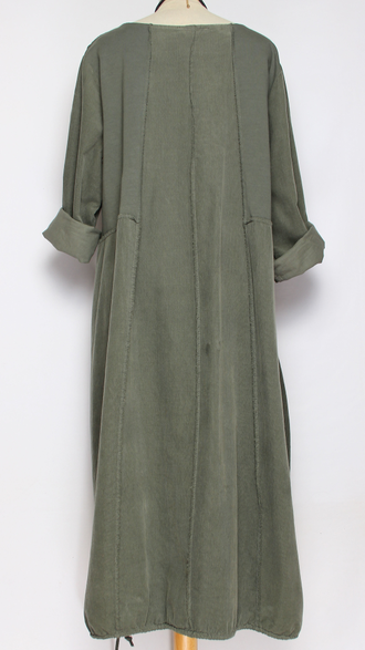 Платье Бохо вельветовое "Сетка трикотажная спинка1" хаки до р.56