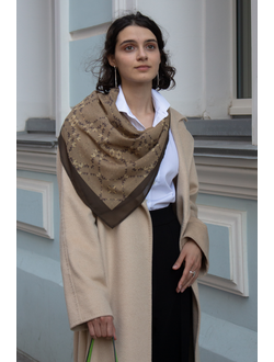 "Осеннее волшебство", платок из шифона с авторским принтом, 90х90см