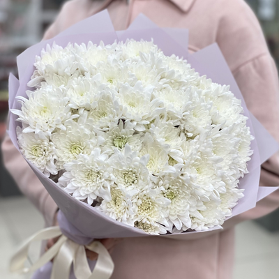 Букет из 11 кустовых белых хризантем