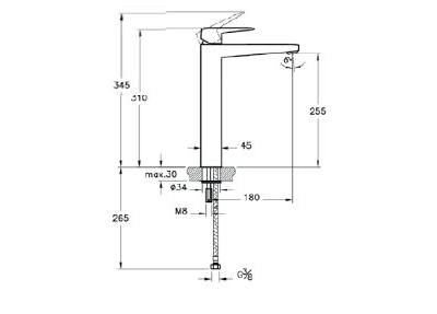 Смеситель для раковины-чаши, черный матовый, VitrA Root Square, A4273336EXP