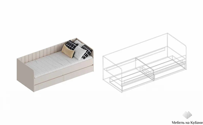 Тефия Кровать с 2 ящиками 832х2032х700 Тефия / Сантьяго