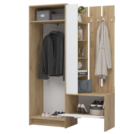 Ирис ПР-01 Прихожая (1350х2000х455) Дуб крафт золотой/Белый