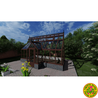 Базовая комплектация теплицы в английском стиле с холлом из стекала и алюминия ЙОРКШИР КАНТРИ ХОЛЛ 6000 х 3000 мм