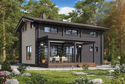 "Симбиоз Стилей": Дом из Клееного Бруса в стиле Хай-Тек 187 м²