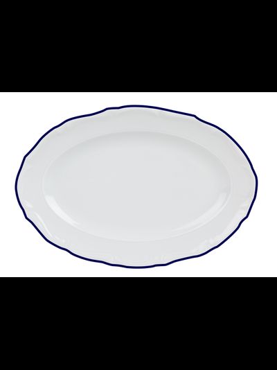 Блюдо овальное 27 см, кант голубой