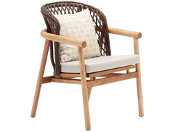 Кресло деревянное плетеное с подушками Inci