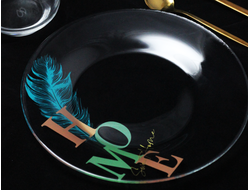 Тарелка 19,5см, бирюзовое перо