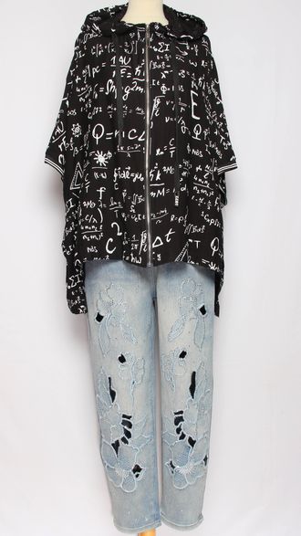 Джинсы "Стразы ажурные" голубые р.32-42 (от 48 до 58)