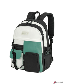 Рюкзак HEIKKI BLOCKS (ХЕЙКИ) универсальный, 2 отделения, черный/бирюзовый/бежевый, 44×32×17 см. 272562