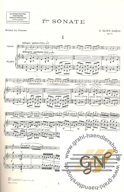 Saint-Saens Sonate d-moll no.1 op.75 for Violin and Piano