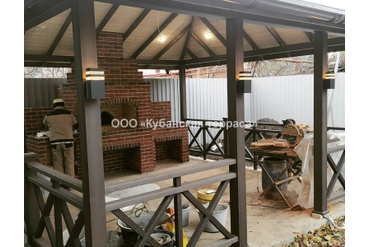 Беседка деревянная 5*5 м с ограждениями ДПК