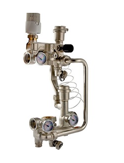 Насосно смесительный узел для тёплого пола с термоголовкой "BRAVO" VIEIR