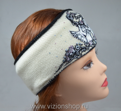 повязка на голову трикотажная Vizio Италия с рисунком белая