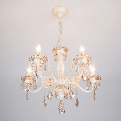 Люстра с тонированным хрусталем 3281/5 белый с золотом/тонированный хрусталь Strotskis Eurosvet