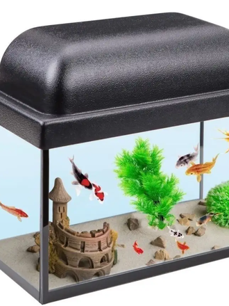 Аквариум ГолдФиш прям.5 л,с крышкой,Е14 черн.