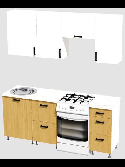 Кухня эконом 1,5 метра (600х500х400) Цвет: Белый/Дуб Сонома