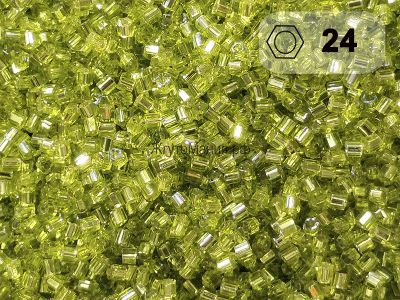 Toho Hexagon 11/0 - 5г - 24 Прозрачный салатовый с серебряной линией внутри