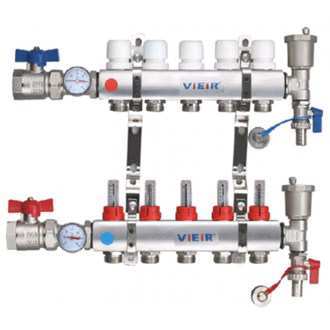 Коллектор из нержавеющей стали в сборе с расходомерами 8 вых. VIEIR
