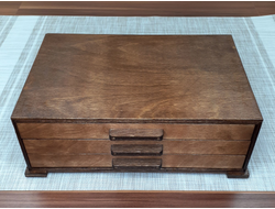 Комод для коллекции камней, 3 ящика на 70, 50, 40 ячеек, цвет "Палисандр" (36*24*13 см, 4 кг) №21390