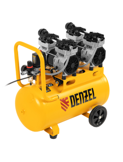 Компрессор безмасляный, малошумный DLS 1500/50, 1500 ВТ, 2x750, 50 л, 260 л/мин Denzel