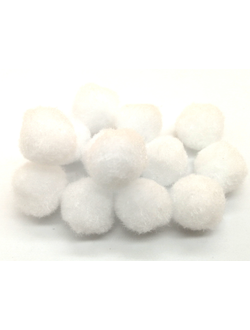 Помпоны декоративные, 25 мм белые(упаковка 20 штук)