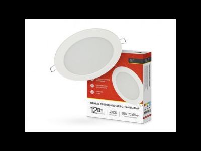Светильник встраиваемый светодиодный ASD/InHome даунлайт RLP 12W(840lm) 4000К 4K d170(153)x18 круг белый IP40 0007