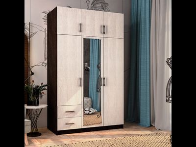 Шкаф 3-х ств с ящиками (1290*2200*560мм), венге/лоредо