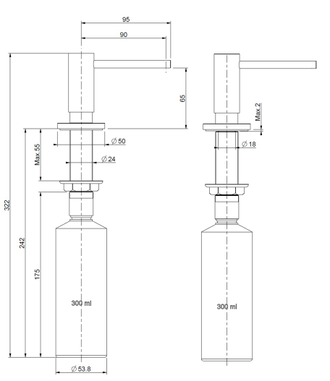 Дозатор  Stainless steel RVS 3,5 PVD