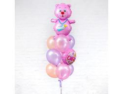 Фонтан розовый с мишкой