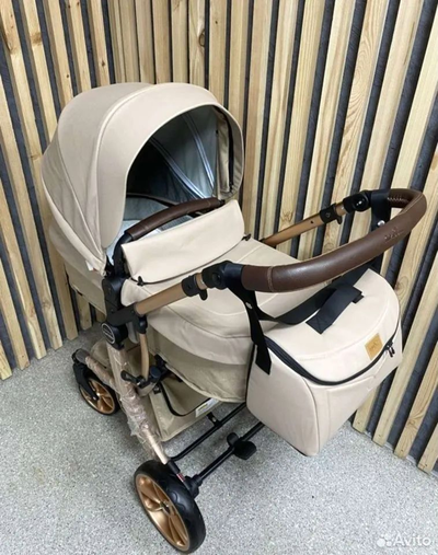 Детская коляска 3 в 1 Farfello Aimile Original Кремовый Экокожа