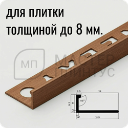 Профиль L-образный латунный 8 мм NEEXY PVL01-05 ANTCL Антик медь светлая