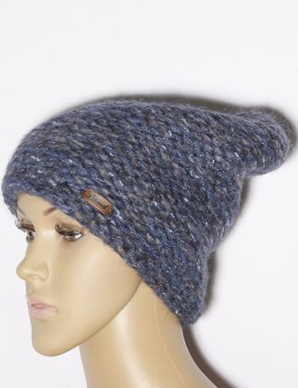 Екатеринбург. Шапка женская "Колпак изнанка" 11464  джинс, серо-розовый