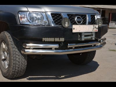 Защита переднего бампера двойная d76/60 для Nissan Patrol (1997-2010)